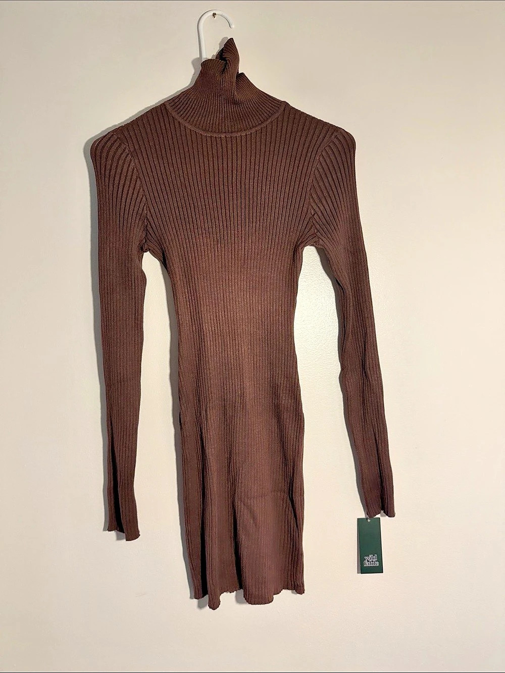 Target A New Day Ribbed Turtleneck Dress Ribbed Turtleneck Mini Dress Brown XS